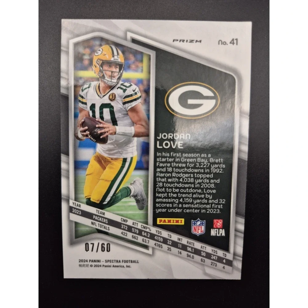 2024 Panini Spectra Jordan Love #41 Interstellar Prizm /60 Green Bay Packers